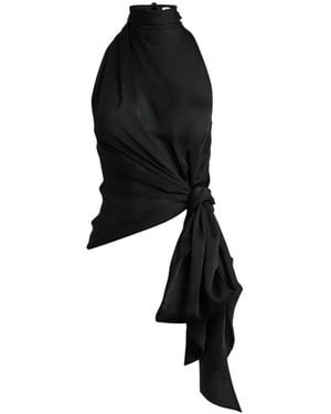 Balmain Open-Back Silk-Chiffon Top - Black