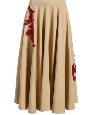 Cinq À Sept Faltenrock Mit Stickereien - Natur