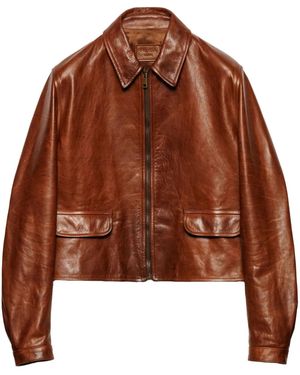 Prada Klassische Lederjacke - Braun