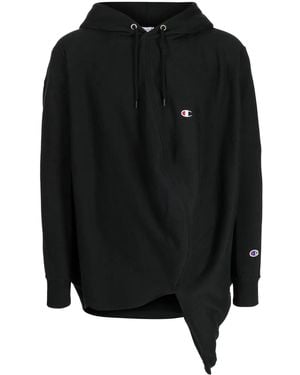 ANREALAGE Draped Drawstring Hoodie - Black