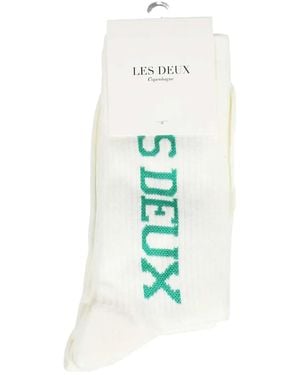 Les Deux Vertigo Logo-Intarsia Socks - White