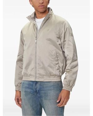 Calvin Klein Logo-Patch Bomber Jacket - Gray