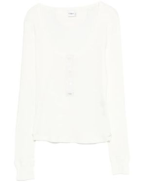 Chloé Henley Scoop-Neck T-Shirt - White