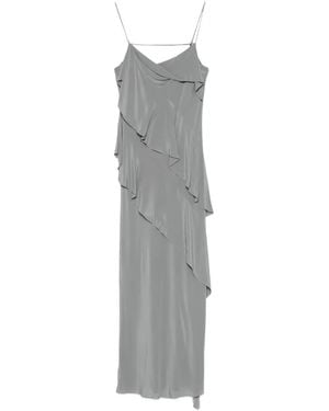 Patrizia Pepe Robe Longue À Volants - Grey
