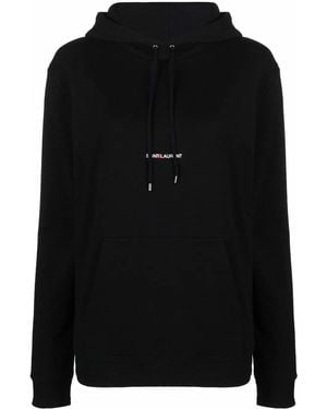 Saint Laurent Logo Cotton Hoodie - Black