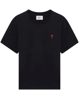 Ami Paris Cotton T-Shirt With Ami De Coeur - Blue