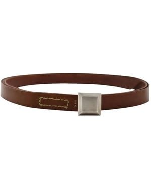 Frenckenberger Square-Buckle Leather Belt - Brown