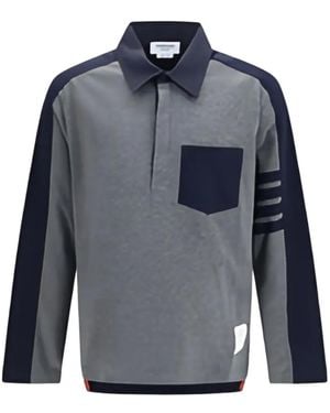 Thom Browne Colourblock 4-Bar Rugby Polo Shirt - Blue