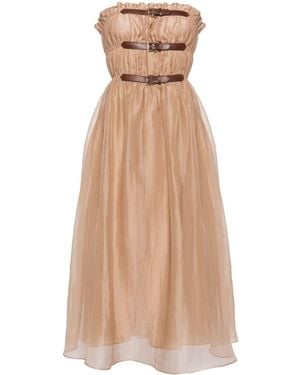 Cynthia Rowley Off-Shoulder Buckled Dress - Natural