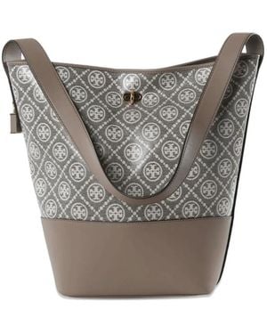 Tory Burch T Monogram Bucket Bag - Grey