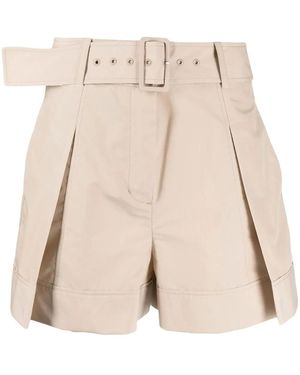 3.1 Phillip Lim Pleat-Detailing Belted Shorts - Natural