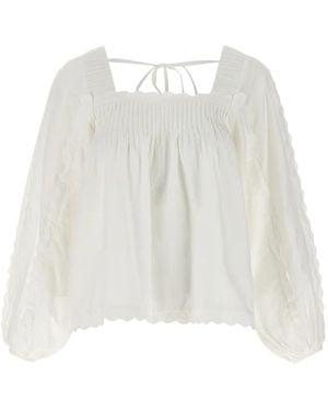 FARM Rio Blouse À Design Plissé - White