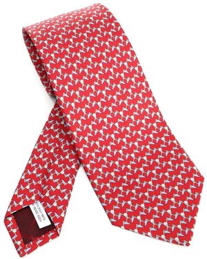 Ferragamo Club-Print Silk Tie - Rosso