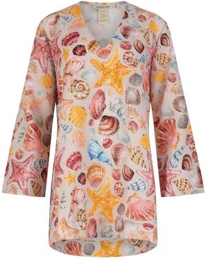 Paramidonna Vestido con conchas estampadas - Blanco