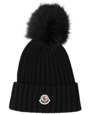 Moncler Wool Beanie With Pom Pom - Black