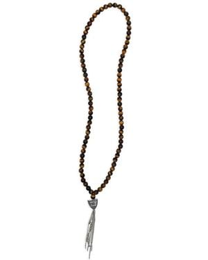 HTC Mystery Shield Beaded Tassel Necklace - Brown