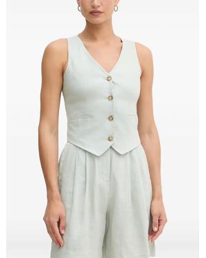 Benetton Button-Up V-Neck Waistcoat - Gray