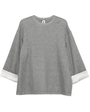 Carven Contrasting-Cuff Top - Grey