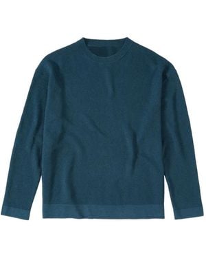 Closed Rib-Knit Dropped-Shoulder Sweater - Blue