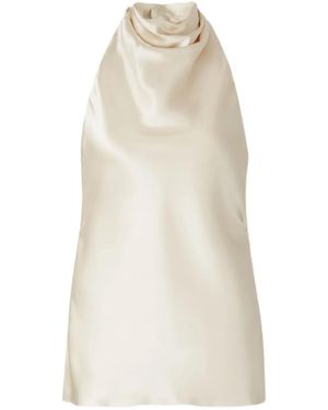 Balmain Haut En Satin À Col Bénitier - Blanc