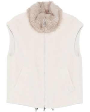 Marc Cain Fur-Collar Gilet - White