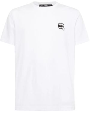 KARL LAGERFELD Ikon-Appliqué T-Shirt - White