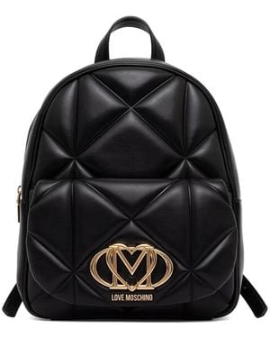 Love Moschino Quilted Logo-Plaque Backpack - Black