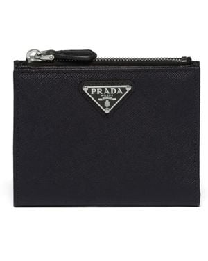 Prada Triangle-Logo Saffiano Leather Wallet - Black