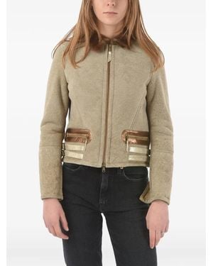 History Repeats Embroidered Shearling Jacket - Natural