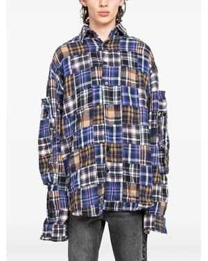 Who Decides War Patchwork-Design Shirt - Blue
