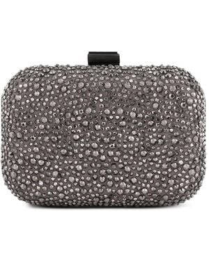Gemy Maalouf Crystal-Embellished Crepe Clutch Bag - Grey