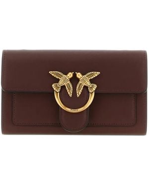 Pinko Love Simply Metallic Buckle Flap Wallet - Brown