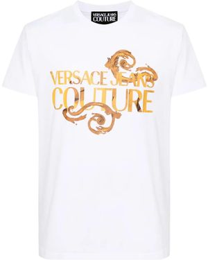 Versace Jeans Couture Weißes Logo-Print-Baumwoll-T-Shirt
