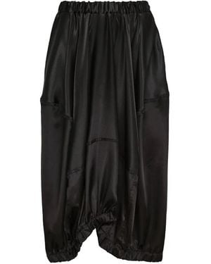 COMME DES GARÇON BLACK Satin Draped Midi Skirt - Black