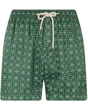 Peninsula Capresa Patterned Drawstring-Fastening Swim Shorts - Green