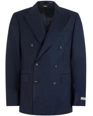 BOSS Double-Breasted Peak-Lapels Blazer - Blue