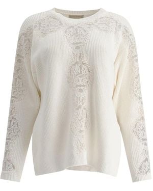 Elie Saab Pullover Mit Spitzeneinsatz - Weiß