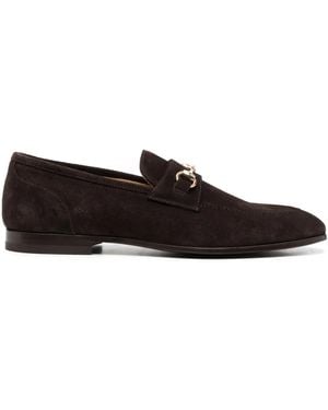 SCAROSSO Buckle-Detail Suede Loafers - Black