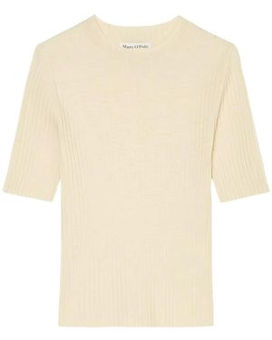 Marc O' Polo Ribbed Short-Sleeves T-Shirt - Natural