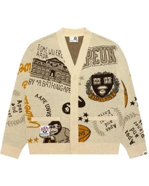 Aape By A Bathing Ape Graphic-Design Buttoned Cardigan - Metallic