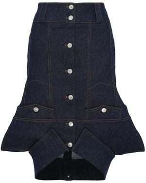 GRACE ELWOOD Denim Jacket-Style Midi Skirt - Blue