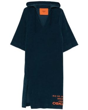 Osklen Hooded V-Neck Dress - Blue