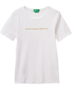 Benetton Logo-Embroidered T-Shirt - White