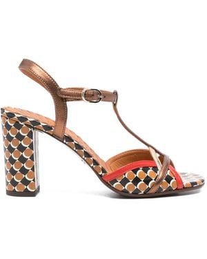 Chie Mihara Bejo T-Strap Patterned Leather Sandals - Pink