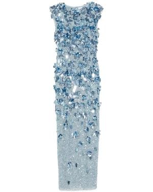 Rachel Gilbert Hugo Floral-Embellished Maxi Dress - Blue