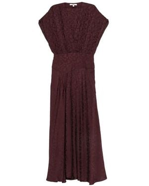 Maje Floral-Jacquard V-Neck Dress - Purple