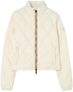Burberry Checker-Tape Quilted Nylon Bramford Jacket - White