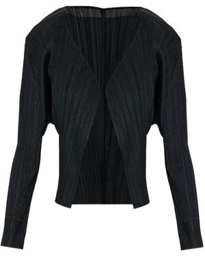Pleats Please Issey Miyake Cardigan Plissé À Design Ouvert - Noir