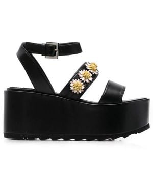 Fabrizio Viti Sandalen Met Bloem Applicatie - Zwart
