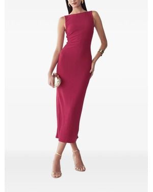 BWLDR Boat-Neck Midi Dress - Red